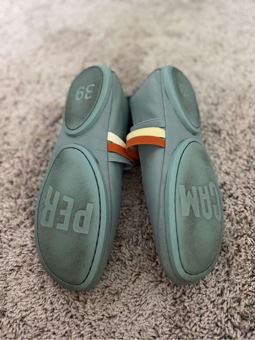Camper Women's Light Blue Slip-On Flats with Multicolor Elastic Straps - Picture 3 of 3